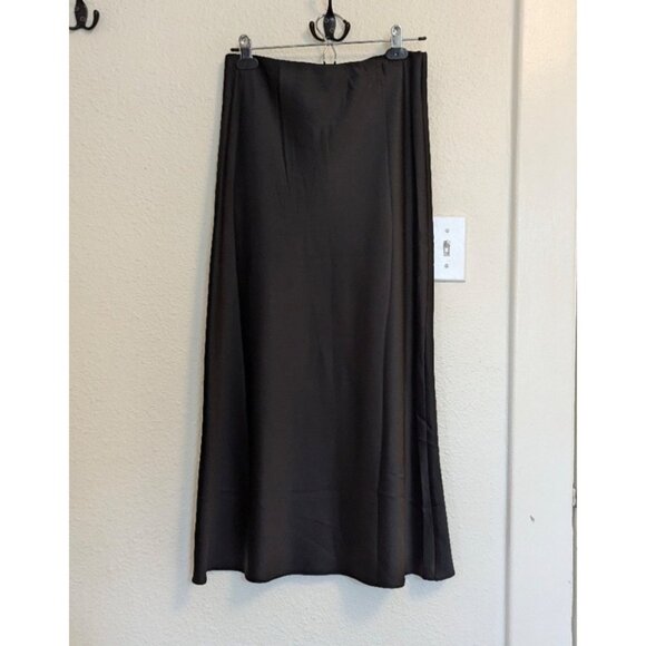 Mango Dresses & Skirts - Mango Womens Black Midi Skirt, new with tags, XS Satin Finish Elegant A-Line Sty